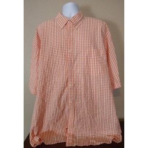 Men's SIEGFRIED & Company Big & Tall Orange Checkered Short Sleeve Shirt 3XLT